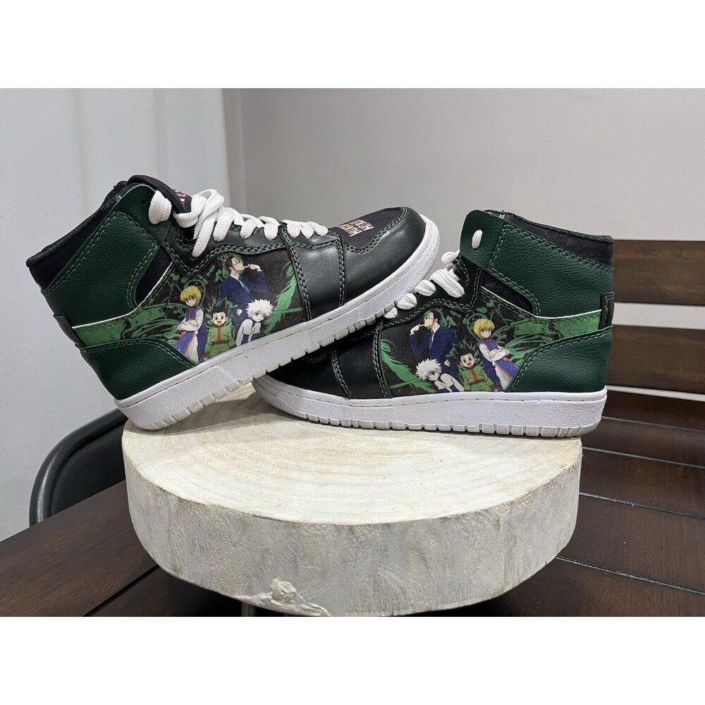 Nike Hunter x Hunter Custom Anime Mid Top Shoes Women's 8 Men's 6.5 Green Black